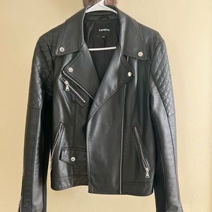 Express Leather Quilted Moto Jacket
